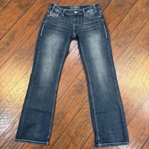 Rock & Roll Cowgirl Women's Jeans 28x34‎ Low Rise Straight Leg Stretch Distress
